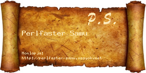 Perlfaster Samu névjegykártya